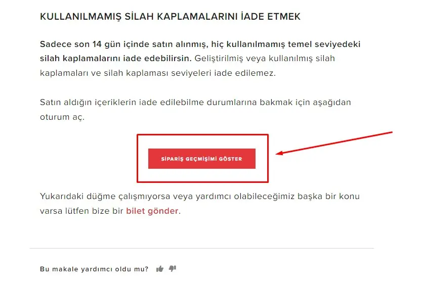 valorant sipariş geçmişimi göster butonunun yeri