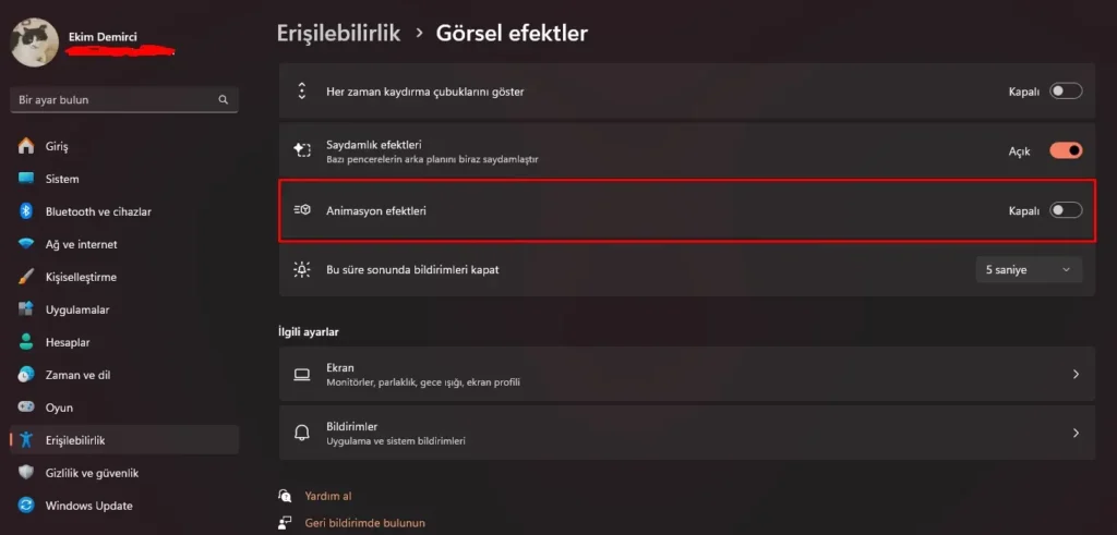 Valorant FPS Artırma Rehberi - 2024 4 windows 11 animasyon efektlerini kapatma
