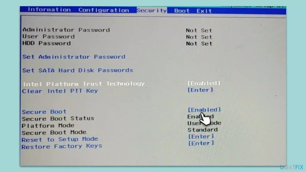 bios üzerinden güvenli önyüklemeyi aktifleştirme