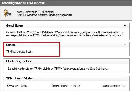 windows 11 de tpm i kontrol etme