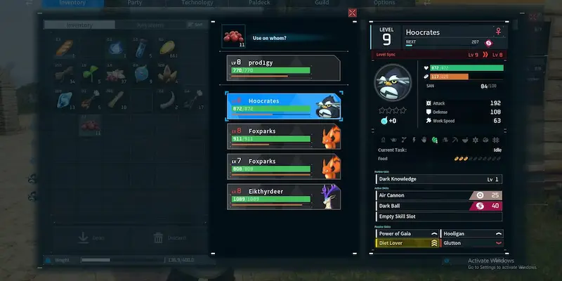 Palworld'de Pal'ler (Dost) Nasıl Beslenir? 1 palworld envanter