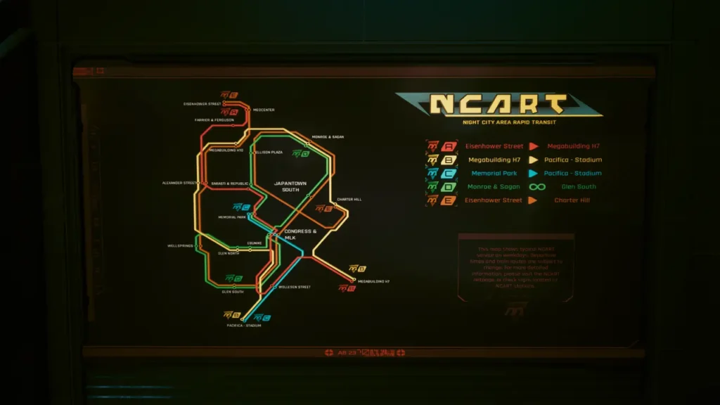 Cyberpunk 2077 Metro Haritası