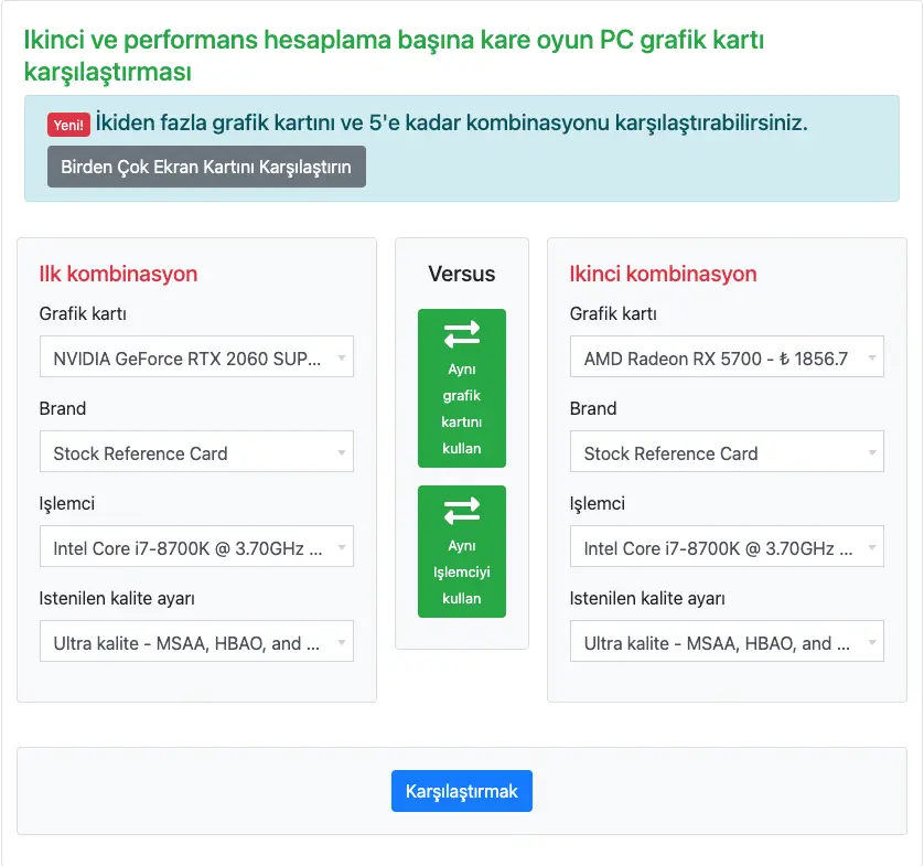 Ekran Kartı Karşılaştırması Yapabileceğiniz En İyi Siteler 6 gpucheck ekran kartı karşılaştırma