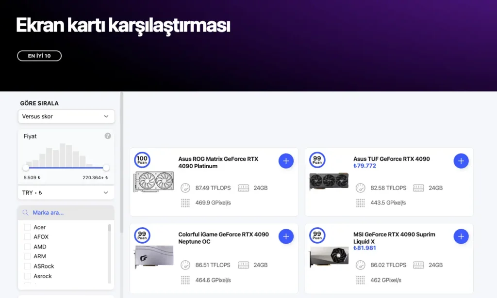Ekran Kartı Karşılaştırması Yapabileceğiniz En İyi Siteler 1 versus.com da ekran karşılaştırma