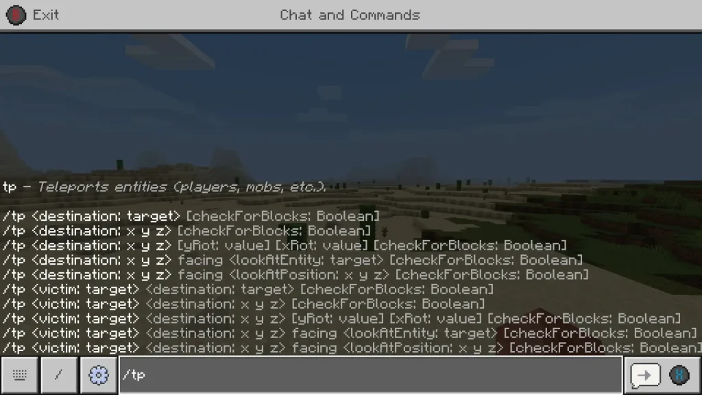minecraft konsol ekranı